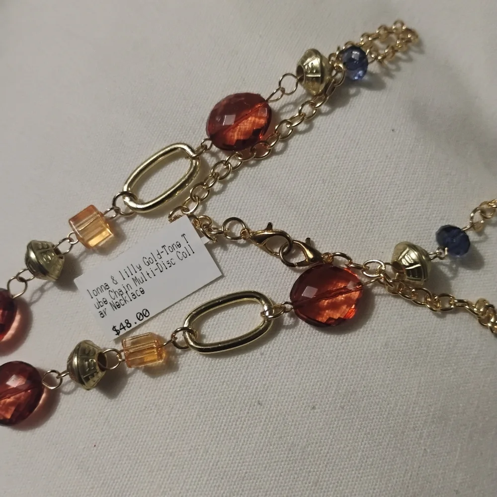 Lonna & Lilly Goldtone Tube Chain Multi-Disc Necklace NWT